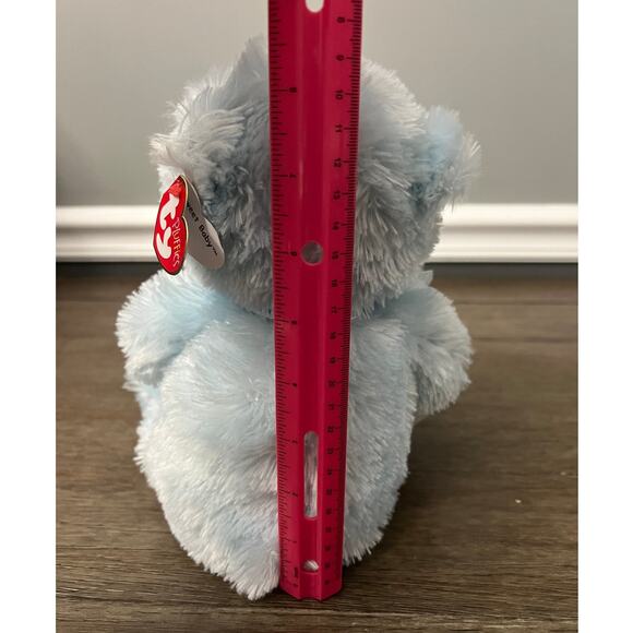 TY Pluffies My First Teddy Sweet Baby Blue Bear Plush With Swing Tag - Picture 3 of 7